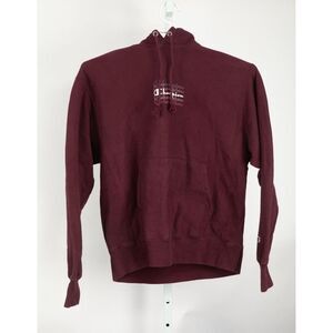Champion Hoodie Sweatshirt Mens Large Burgundy Pullover Reverse Weave Pocket